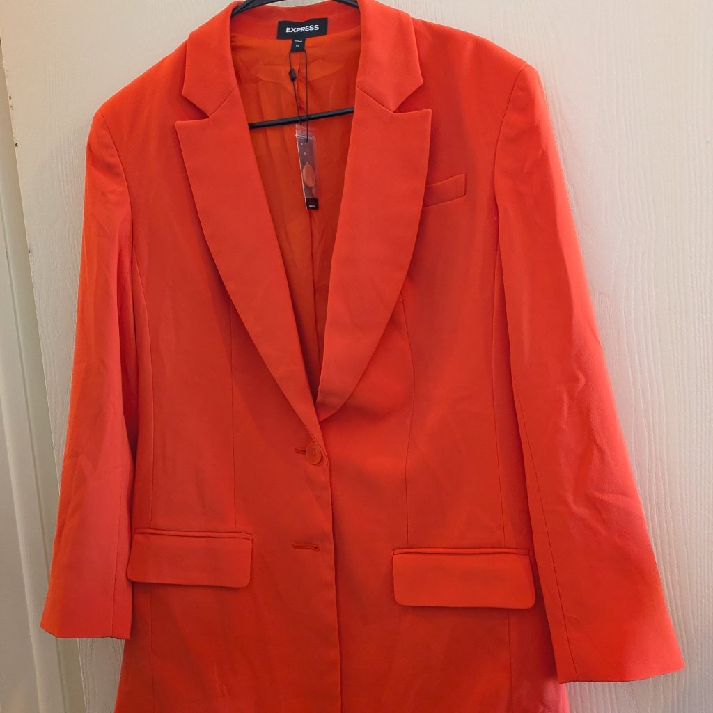 Express Women's Orange Oversized Boyfriend Blazer Nwt Size Xs
